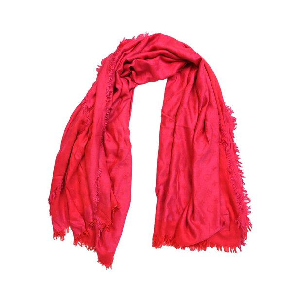 LOUIS VUITTON LV Luxury Vintage Hot Pink Monogram Scarf Shawl Wrap - Picture 1 of 10
